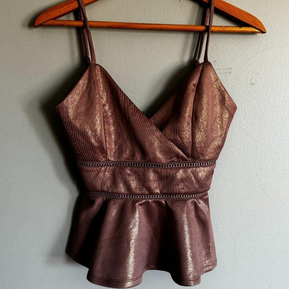 Francesca's Pink Cropped Sparkle Going out Top